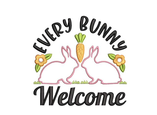 Every Bunny Welcome Embroidery Design, 5 sizes, Instant Download Embroidery/Applique DESIGNS Nino Nadaraia 