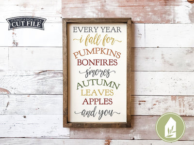 Every Year I Fall For SVG | Autumn SVG | Rustic Sign Design SVG LilleJuniper 