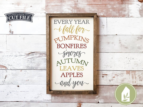 Every Year I Fall For SVG | Autumn SVG | Rustic Sign Design SVG LilleJuniper 