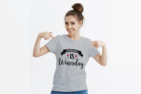 Everyday is winesday. Funny wine quote SVG. Bar sign SVG LaBelezoka 