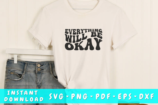 Everything will be okay wavy SVG, Mental health SVG, Groovy SVG SVG HappyDesignStudio 