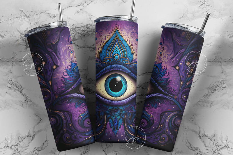 Evil Eye 20 oz Skinny Tumbler Sublimation Design, Moon Tumbler, Celestial Zodiac, Witch Vibes, Halloween Tumbler Wrap, PNG Digital Download Sublimation Syre Digital Creations 