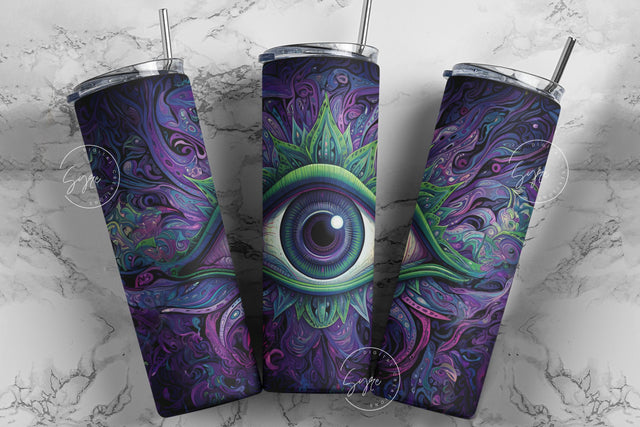 Evil Eye 20 oz Skinny Tumbler Sublimation Design, Moon Tumbler, Celestial Zodiac, Witch Vibes, Halloween Tumbler Wrap, PNG Digital Download Sublimation Syre Digital Creations 