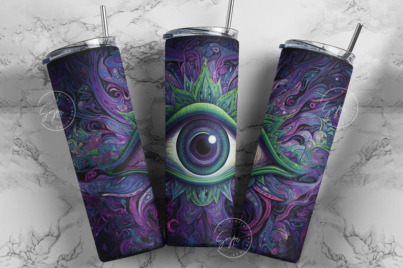 Evil Eye 20 oz Skinny Tumbler Sublimation Design, Moon Tumbler, Celestial Zodiac, Witch Vibes, Halloween Tumbler Wrap, PNG Digital Download Sublimation Syre Digital Creations 