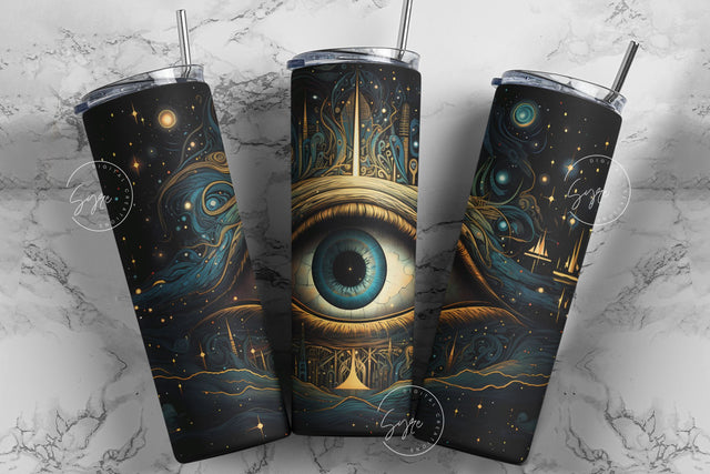 Evil Eye 20 oz Skinny Tumbler Sublimation Design, Moon Tumbler, Celestial Zodiac, Witch Vibes, Halloween Tumbler Wrap, PNG Digital Download Sublimation Syre Digital Creations 