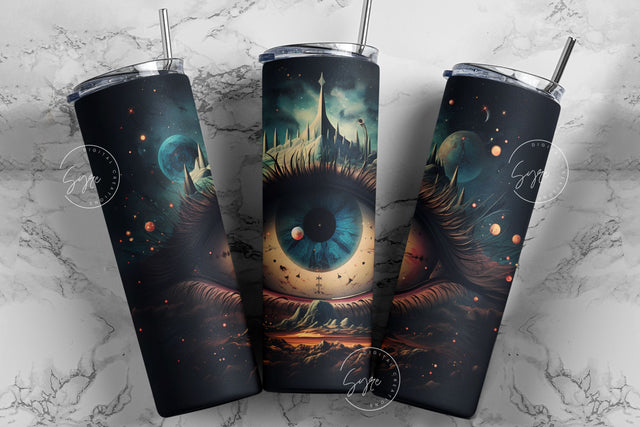 Evil Eye 20 oz Skinny Tumbler Sublimation Design, Moon Tumbler, Celestial Zodiac, Witch Vibes, Halloween Tumbler Wrap, PNG Digital Download Sublimation Syre Digital Creations 
