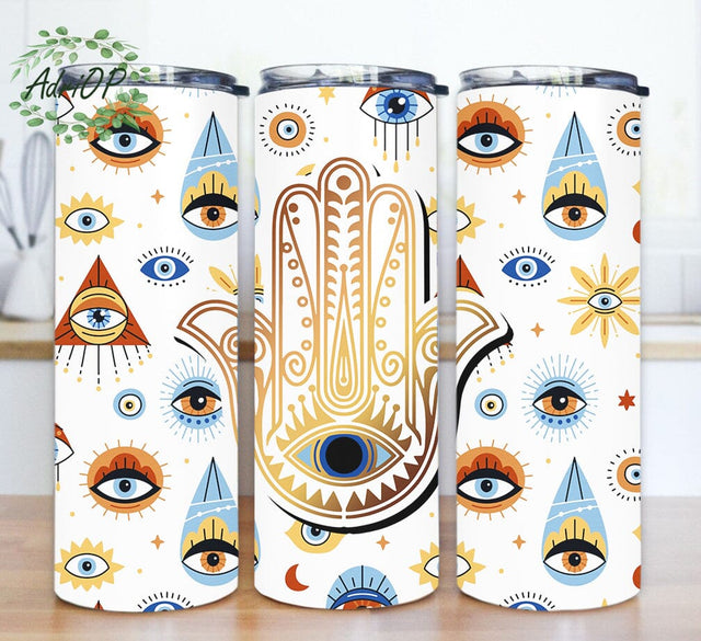 Evil Eye 20oz Tumbler Png, Celestial Zodiac Tumbler Design, Evil Eye Tumbler Wrap, Hamsa Hand Sublimation Design for Straight, Digital Download Sublimation AdriOP 