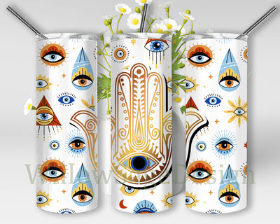 Evil Eye 20oz Tumbler Wrap, Hamsa Hand Design Tumbler, Turkish Evil Eyes Tumbler Png, Magic Eye Sublimation Design for Straight, Digital Download Sublimation WillowSageDesign 