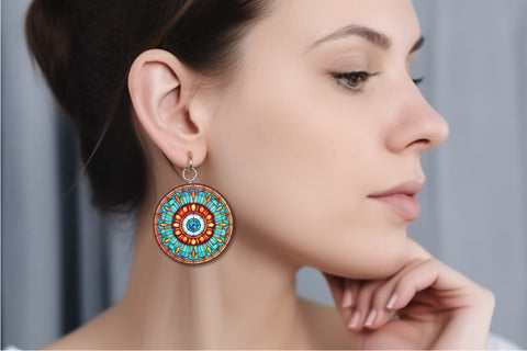 Evil Eye Stained Glass Round Earring Sublimation Bundle Sublimation OrangeBrushStudio 
