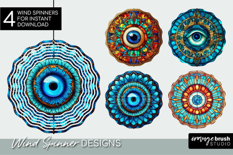 Evil Eye Stained Glass Wind Spinner Sublimation Bundle Sublimation OrangeBrushStudio 