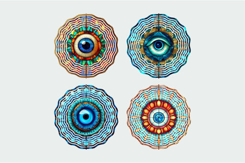 Evil Eye Stained Glass Wind Spinner Sublimation Bundle Sublimation OrangeBrushStudio 