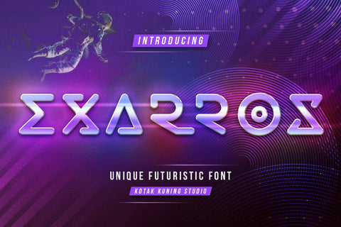 Exarros - Display Techno Font Font Kotak Kuning Studio 