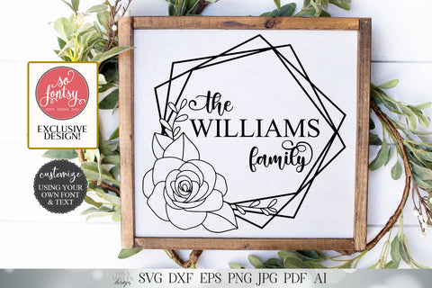 Exclusive - Rose Family Name Wreath - You Customize SVG Diva Watts Designs 