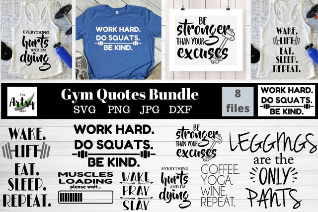 Exercise quotes bundle - Gym quotes bundle - workout quotes bundle SVG The Artsy Spot 