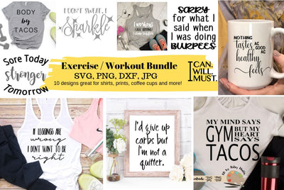 Exercise svg bundle - Workout bundle svg png jpg dxf - workout shirt quote bundle - gym shirt bundle - healthy quotes bundle SVG The Artsy Spot 