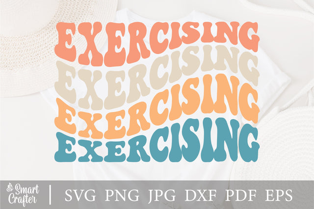 Exercising svg, wavy Groovy svg, style Stacked svg, EPS PNG Cricut Instant Download SVG Fauz 