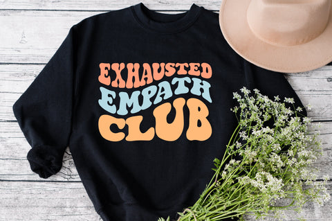 Exhausted Empath Club svg, wavy style svg, EPS PNG Cricut Instant Download SVG Fauz 