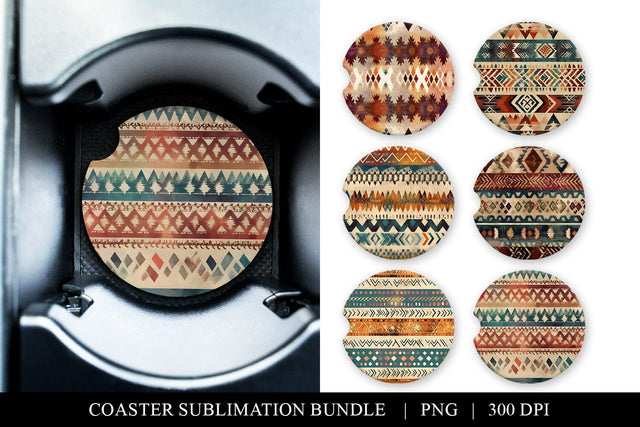 Exotic Aztec Car Coaster Sublimation Bundle Sublimation BijouBay 