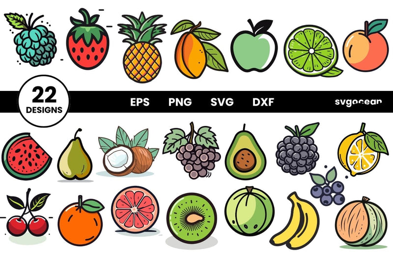 Exotic Fruits Svg Bundle | Illustration | Cut Files - So Fontsy