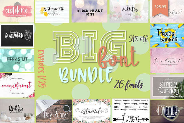 Expiring Soon! Big Fonts Bundle Bundle So Fontsy Design Shop 