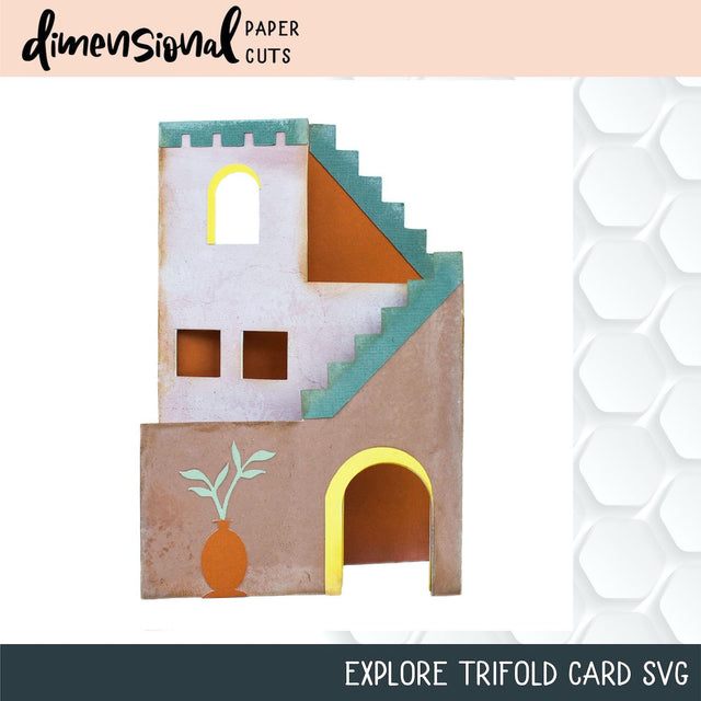 Explore TriFold Card with Envelope 3D Paper Dimensional Paper Cuts LLC 