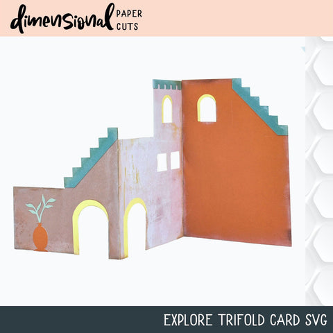 Explore TriFold Card with Envelope 3D Paper Dimensional Paper Cuts LLC 