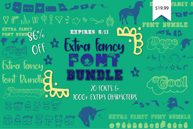 Extra Fancy Fonts Bundle Bundle So Fontsy Design Shop 