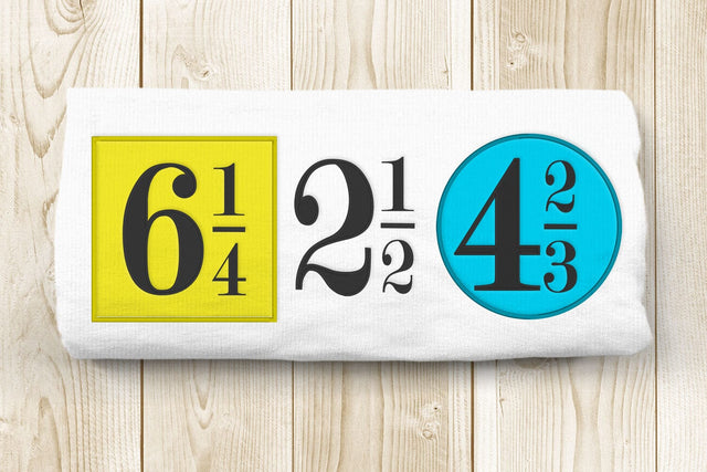 Extra Large Numbers and Fractions Applique Embroidery Design Set Embroidery/Applique DESIGNS Designed by Geeks 