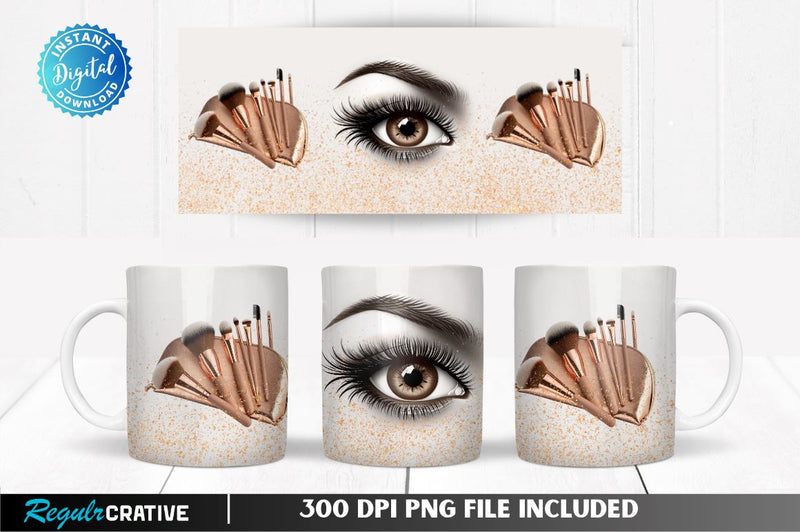 Eyebrow Rose gold makeup brush set 11, 12 & 15 Oz Mug Sublimation Sublimation Regulrcrative 