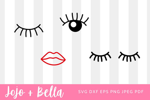 Eyelashes and lip SVG, Eyelashes Girl, Eyebrows SVG Makeup SVG Beauty Svg Instant Download Cricut SVG Jojo&Bella 