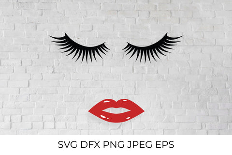 Eyelashes and red lips SVG LaBelezoka 