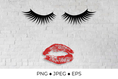 Eyelashes and red lipstick kiss Sublimation LaBelezoka 