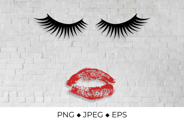 Eyelashes and red lipstick kiss Sublimation LaBelezoka 