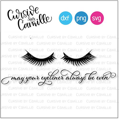 Eyelashes Eyeliner Cut File SVG Cursive by Camille 