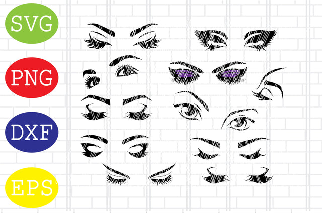 Eyelashes Girl SVG, Eyebrows SVG, Makeup SVG, Eyebrow Silhouette, Girl Clipart, Silhouette, Cricut Lashes,Lash Extensions SVG DigitalSvgFiles 
