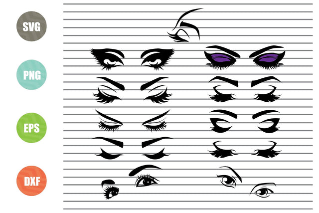 Eyelashes Girl SVG, Eyebrows SVG, Makeup SVG, Eyebrow Silhouette, Girl Clipart SVG Artstoredigital 
