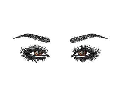Eyes embroidery design, Eyelashes embroidery design, Machine embroidery designs, 4 sizes Embroidery/Applique DESIGNS Nino Nadaraia 