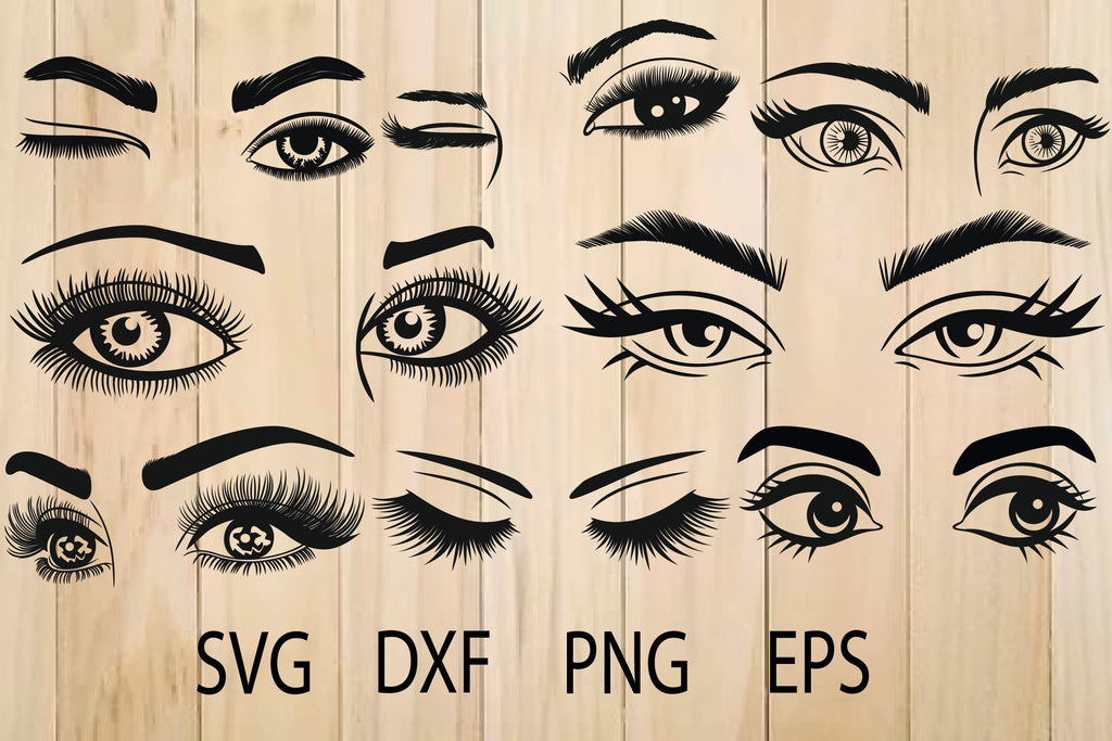 Eyes, Eyelashes, Eyebrow in SVG, DXF, EPS, PNG Formats - So Fontsy