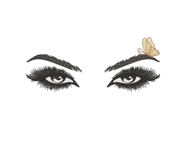 Eyes machine embroidery design, Eyelashes embroidery design, 6 sizes Embroidery/Applique DESIGNS Nino Nadaraia 