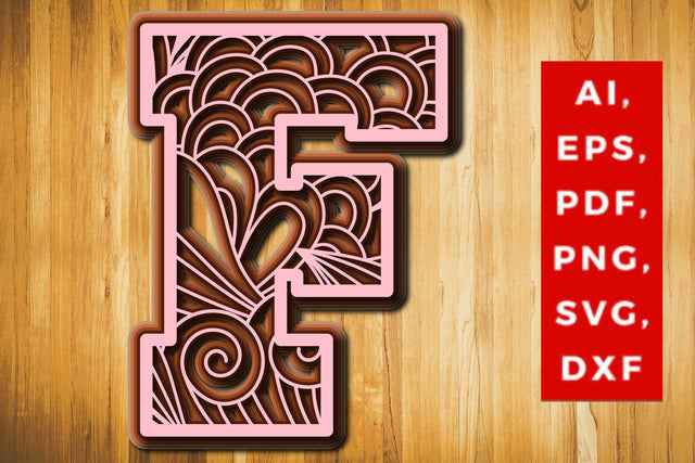 F Layered Floral Alphabet SVG cut file, laser cut alphabet, mandala alphabet, 5 layer SVG MD JOYNAL ABDIN 