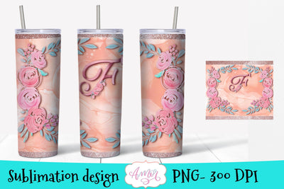 F monogram design for 20oz tumbler sublimation Sublimation Amorclipart 