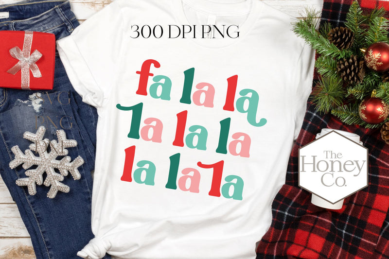 Fa La La Christmas Sublimation Hand Lettered Boho Sublimation The Honey Company 