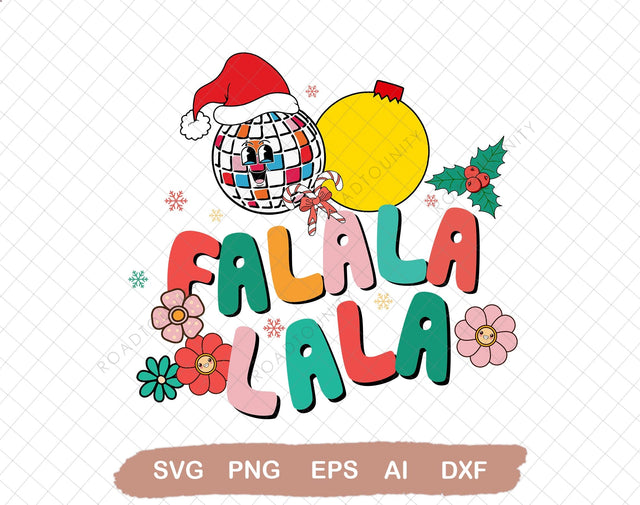 Fa La La Christmas SVG, Smiley Face Svg, Groovy Christmas, Christmas SVG, Happy Holiday Svg, Retro Christmas Svg SVG DiamondDesign 