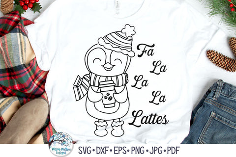 Fa La La La Latte Penguin Svg SVG Wispy Willow Designs 
