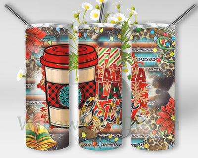 Fa La La La Latte Tumbler Png, Western Christmas 20oz Skinny Tumbler, Coffee Lover Tumbler Wrap, Christmas Sublimation Design, Digital Download Sublimation WillowSageDesign 