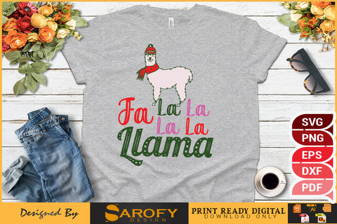 Fa La La Llama Funny Christmas Design SVG Cut File SVG Sarofydesign 