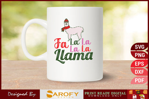 Fa La La Llama Funny Christmas Design SVG Cut File SVG Sarofydesign 