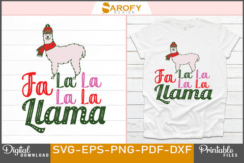 Fa La La Llama Funny Christmas Design SVG Cut File SVG Sarofydesign 