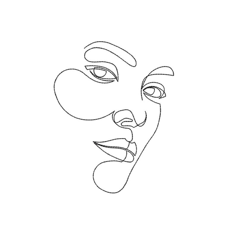 Face Line Art Embroidery Design, One Line Embroidery Design, 6 sizes Embroidery/Applique DESIGNS Nino Nadaraia 