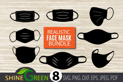 Face Mask Bundle - Realistic Masks Clipart SVG SVG Shine Green Art 